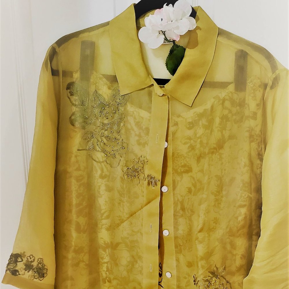 Laura Ashley women's green floral skirt set size XL